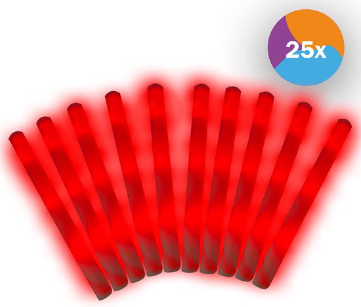 Fjesta© LED foam sticks - Glow In The Dark - Lichtstaaf - 25 Stuks - Rood