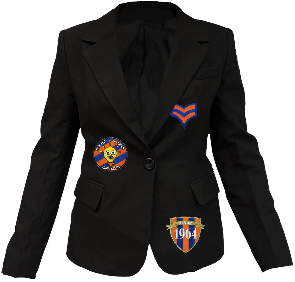 Fjesta© Lampegat jasje met emblemen - Dames - Maat XS - Carnavalskleding Dames - Carnaval