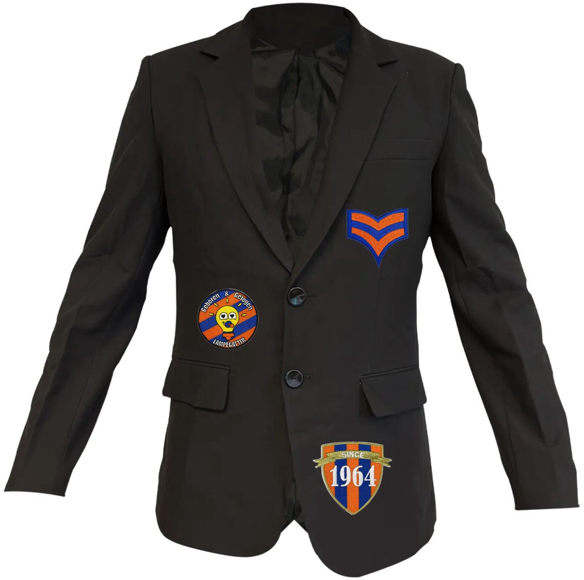 Fjesta© Lampegat jasje met emblemen - Heren - Maat L - Carnavalskleding Heren - Carnaval