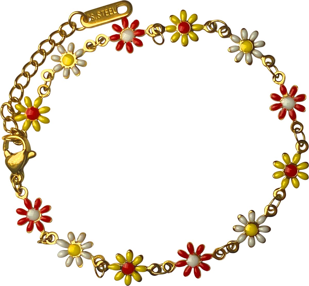 Fjesta© Oeteldonk armband bloemetjes – Premium RVS – Goud