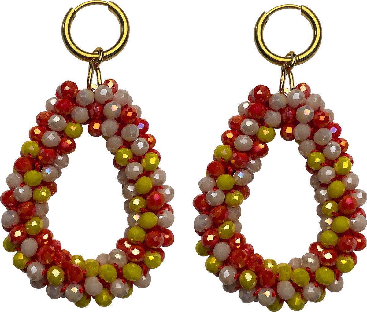 Fjesta© Oeteldonk oorbellen - Druppel steentjes - Premium RVS