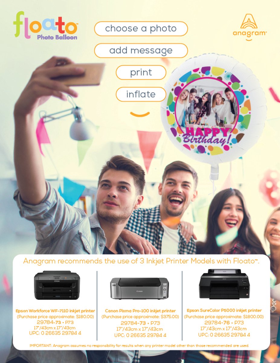 Onbedrukte Floato-ballon (Ø 55cm), aanpasbaar in inkjetprinter, A3+