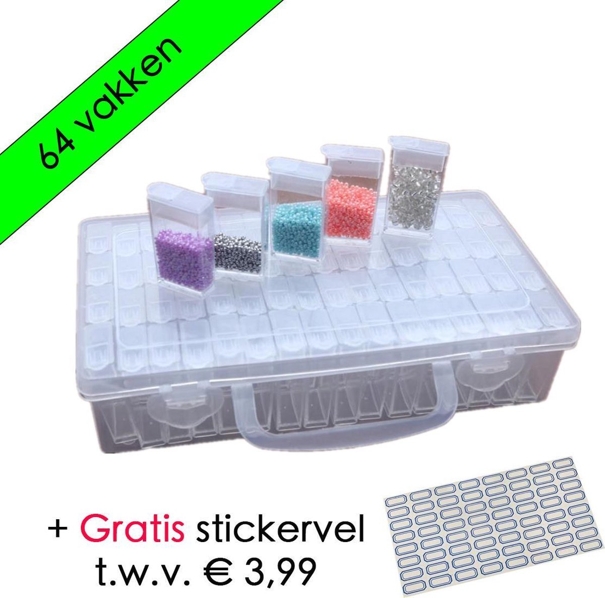 Diamond Painting Opbergdoos 64 vakjes - Inclusief Stickervel