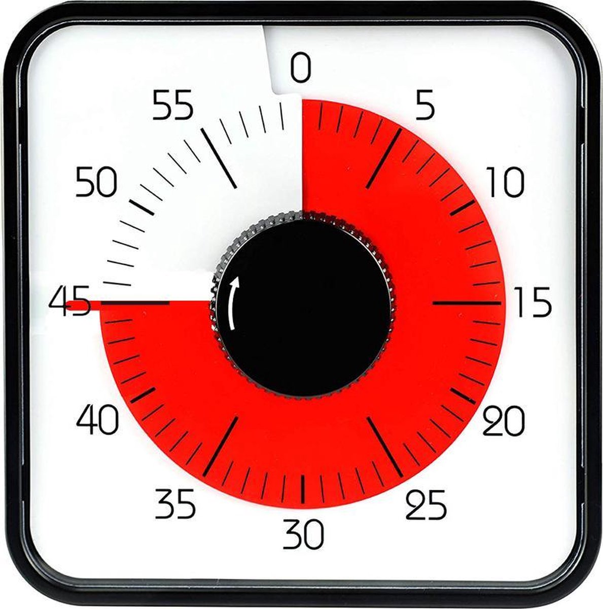 FLOKOO   Zwart 19x19 cm - Hoogwaardige   voor Kinderen - Timer Kind Zwart - Aftelklok -  ken - Kookwekker Analoog - Leer Klok kijken - Time - Educatieve Klok - Huiswerk Hulp - Educatief Speelgoed - Thuisonderwijs