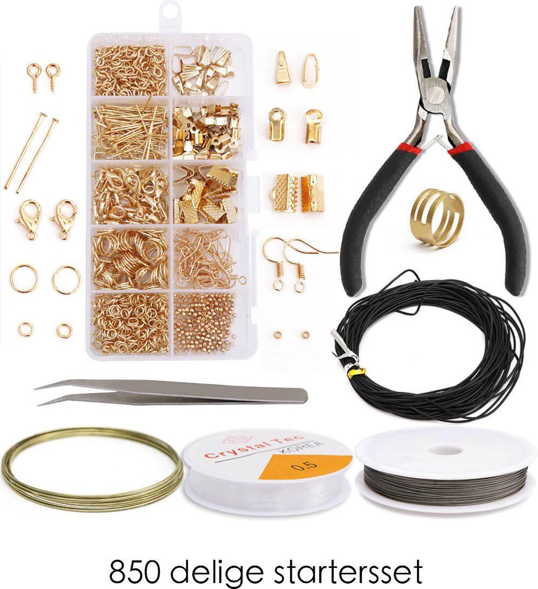 FLOKOO Sieraden Maken Starter Set - DIY Zelf Sieraden Maken Starter Set - Oorbellen - Ketting Hanger - Bedel Armbanden - Resin - Juwelen Start Pakket - Goud