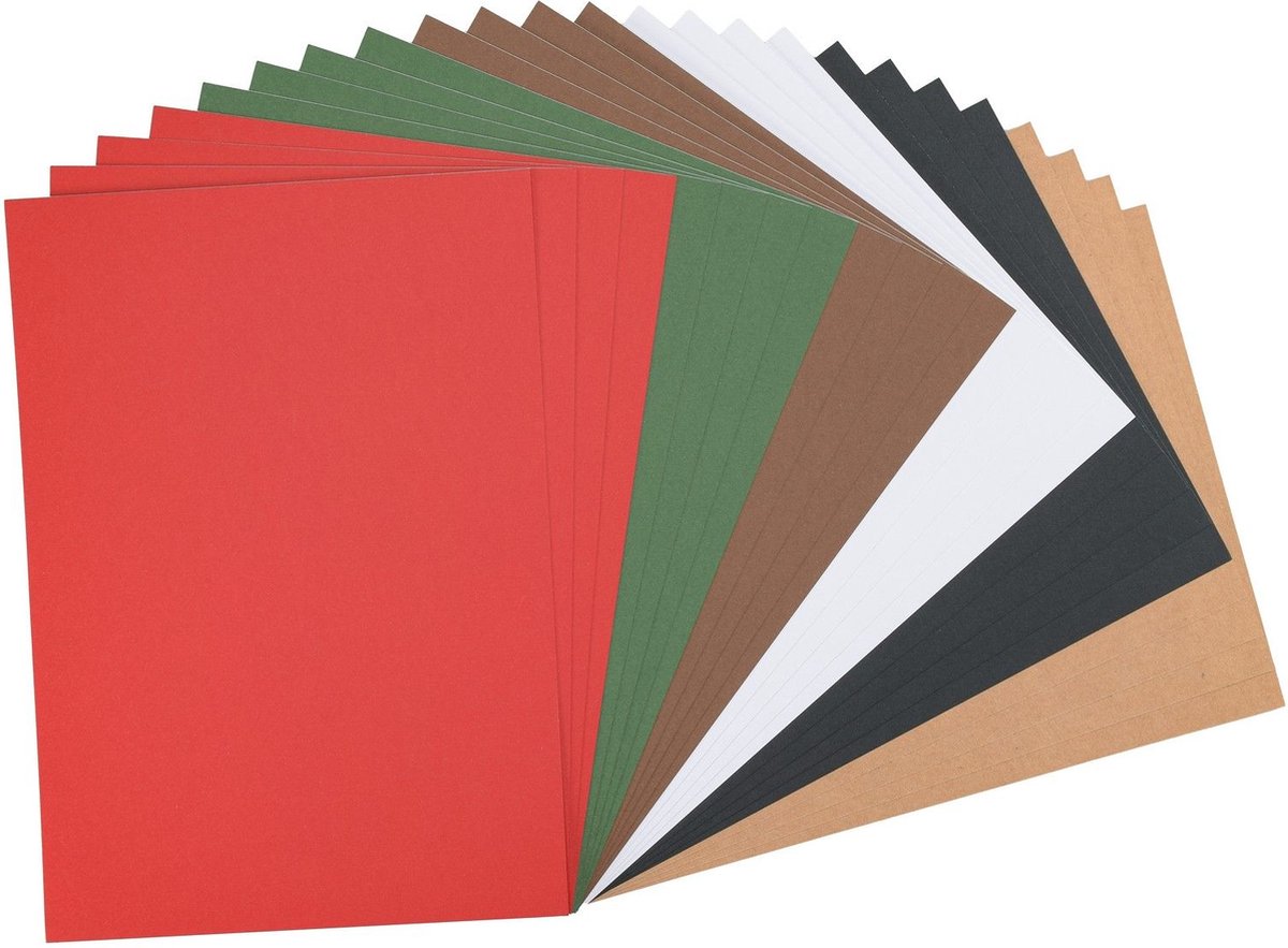 Florence Cardstock Sticker Papier - Kerst - Gekleurd Papier - A4 - 24 vellen - Glad - 216 g