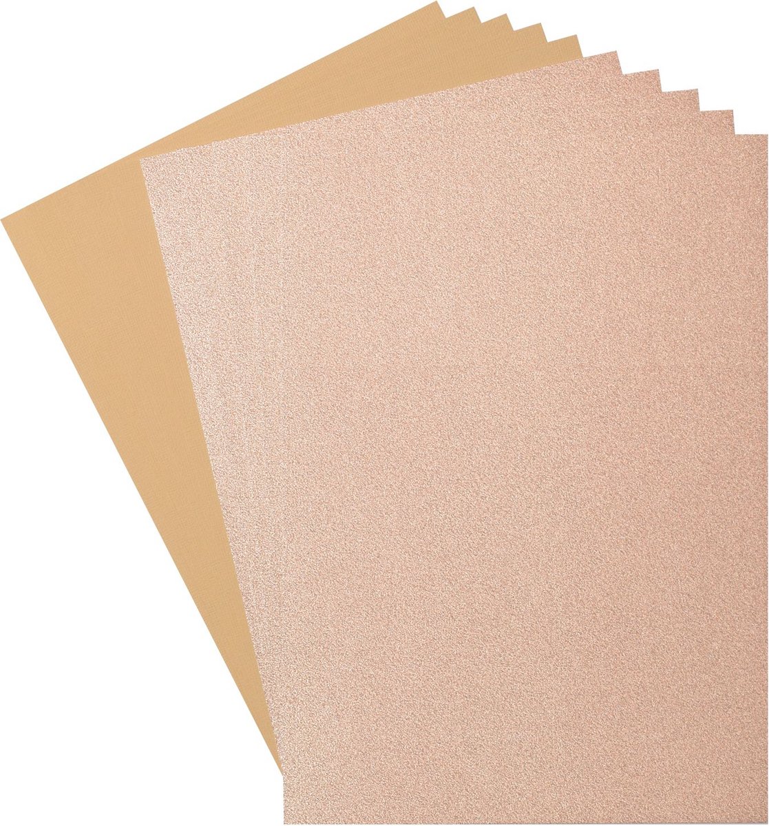 Florence Glitter papier en cardstock Set - A4 - 2x5 vellen - Light Gold
