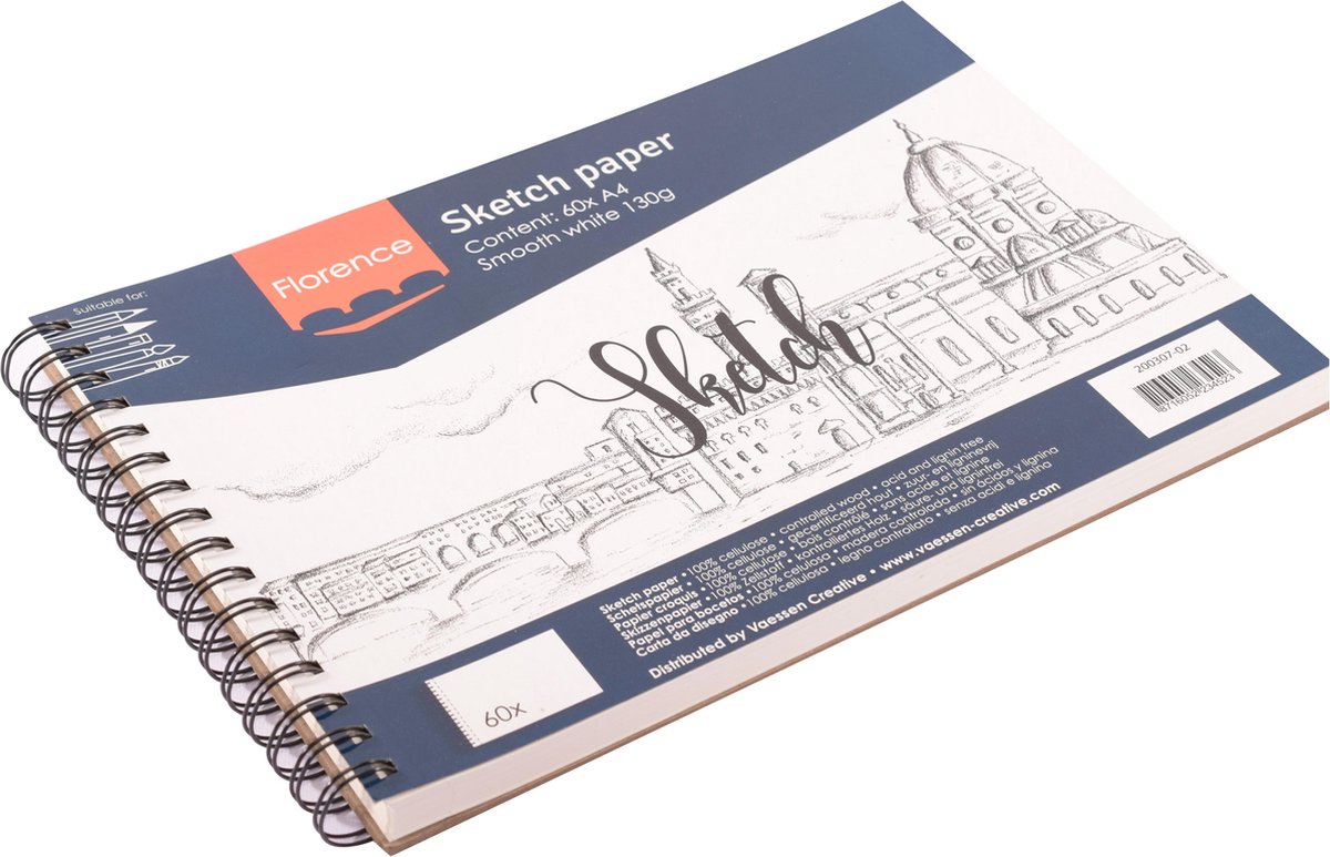 Florence Schetspapier - A4 - 60 vellen - 130 g - Smooth Wit