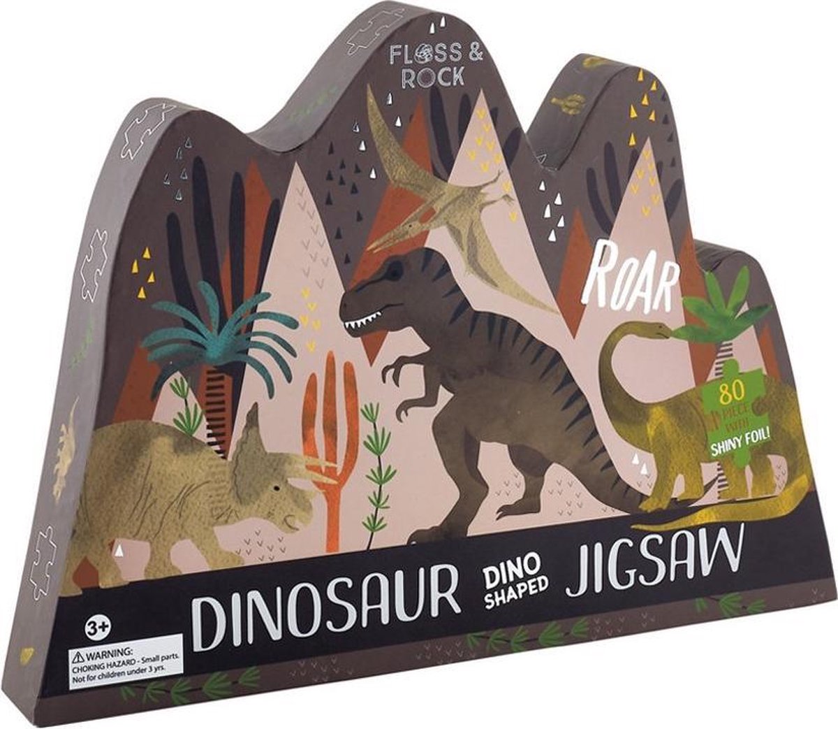 Floss & Rock Dinosaurus - puzzel - 80 stukjes - 35 x 55 cm - Multi
