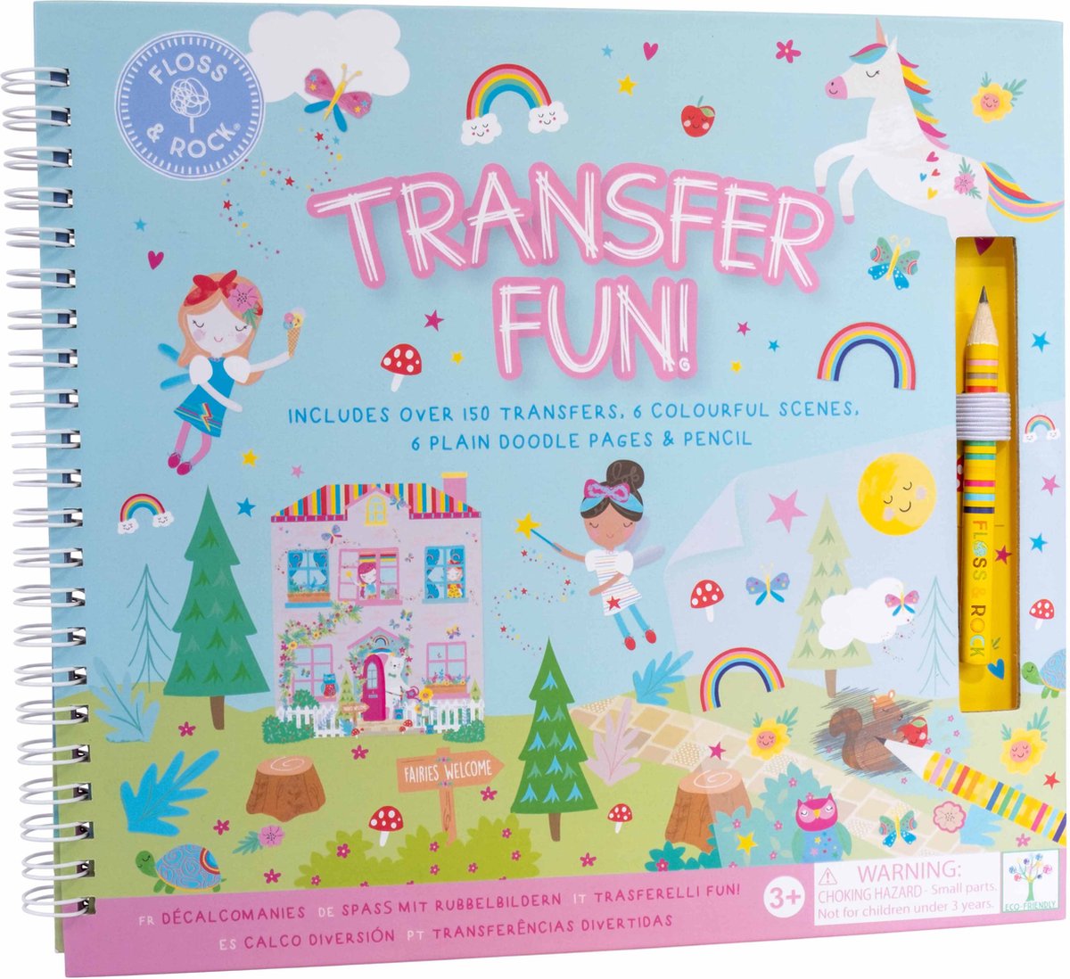 Floss & Rock Transfer Speel/Tekenboek, Rainbow Fairy - 24 x 21 x 0.8cm - Multi