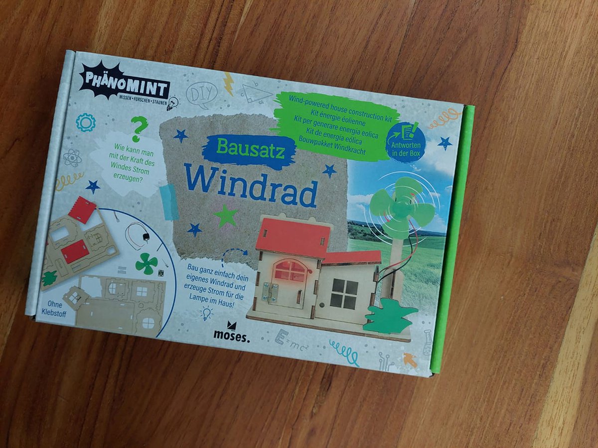Floz Design houten bouwpakket windenergie - leer hoe je stroom krijgt van een windmolen - met lampje - beststeller educatief cadeau