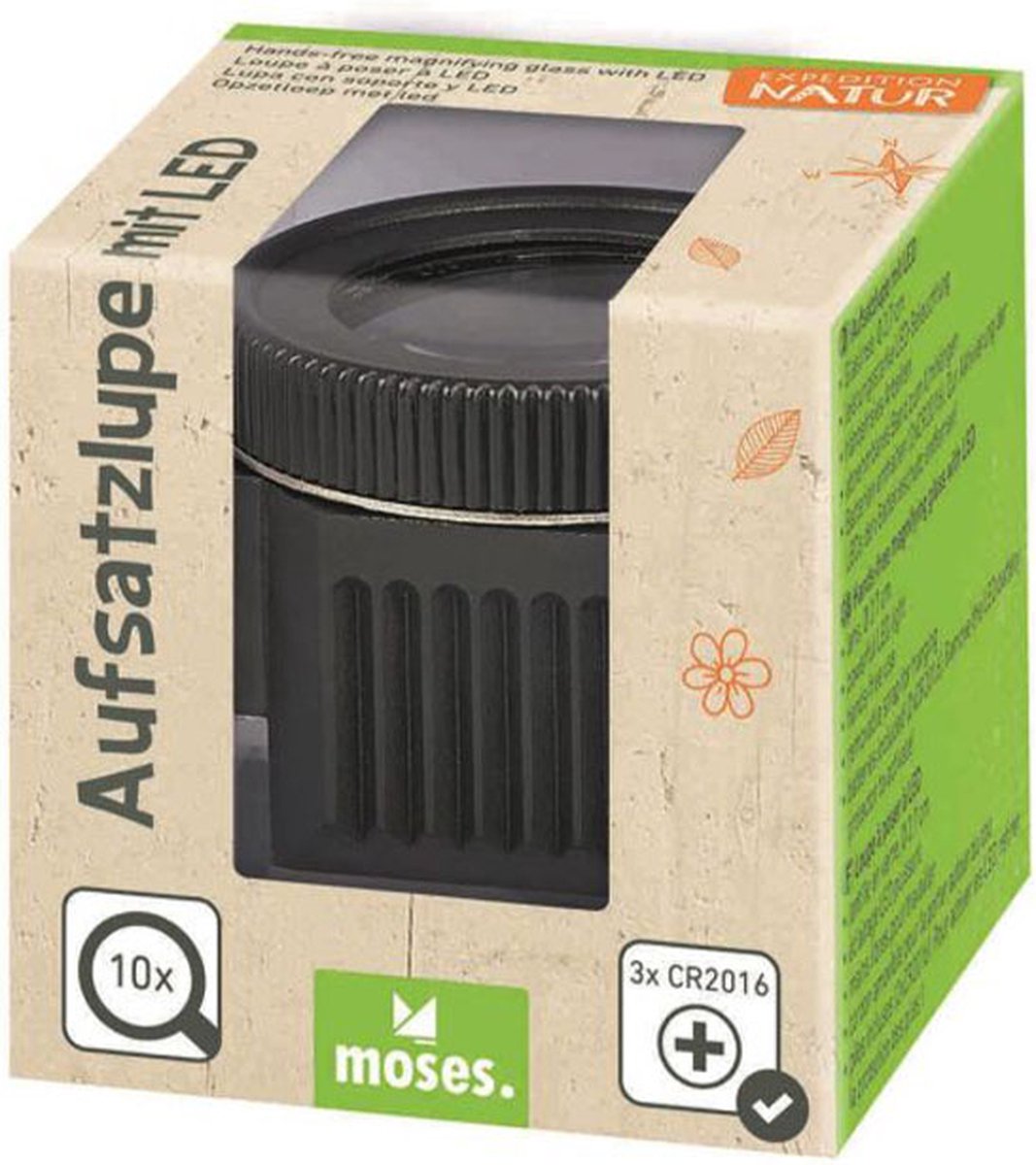 Floz Design opzetloep voor kinderen - natuur ontdekspeelgoed - natuurspeelgoed vergrootglans - loep met LED verlichting