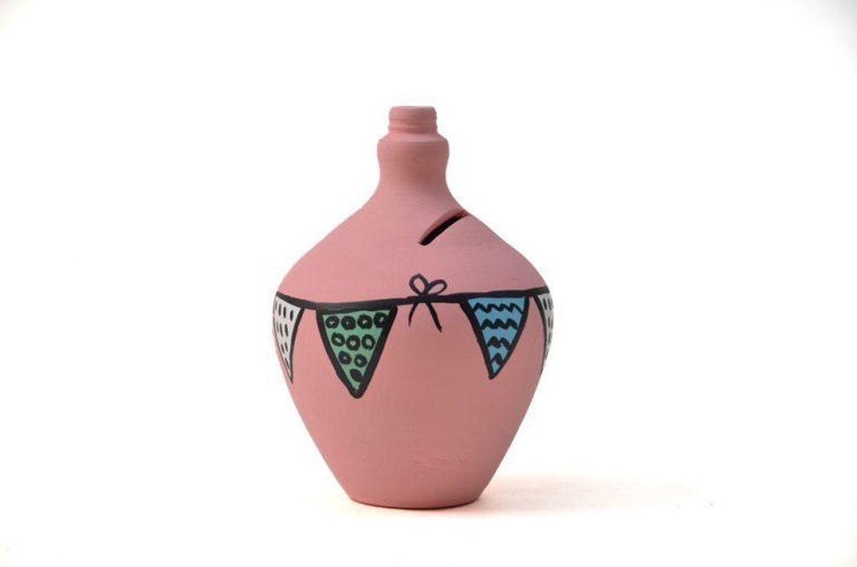 Floz spaarpot - aardewerk - roze - origineel cadeau - fairtrade uit Nepal