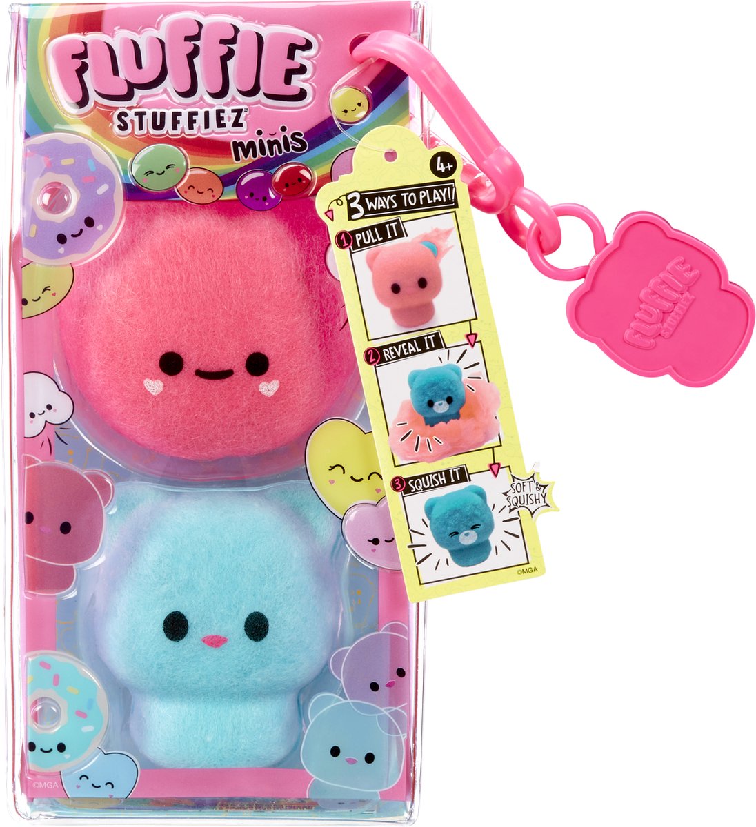 Fluffie Stuffiez Mini - Mix 8 - 7 cm - Roze en Blauw - Plukknuffel