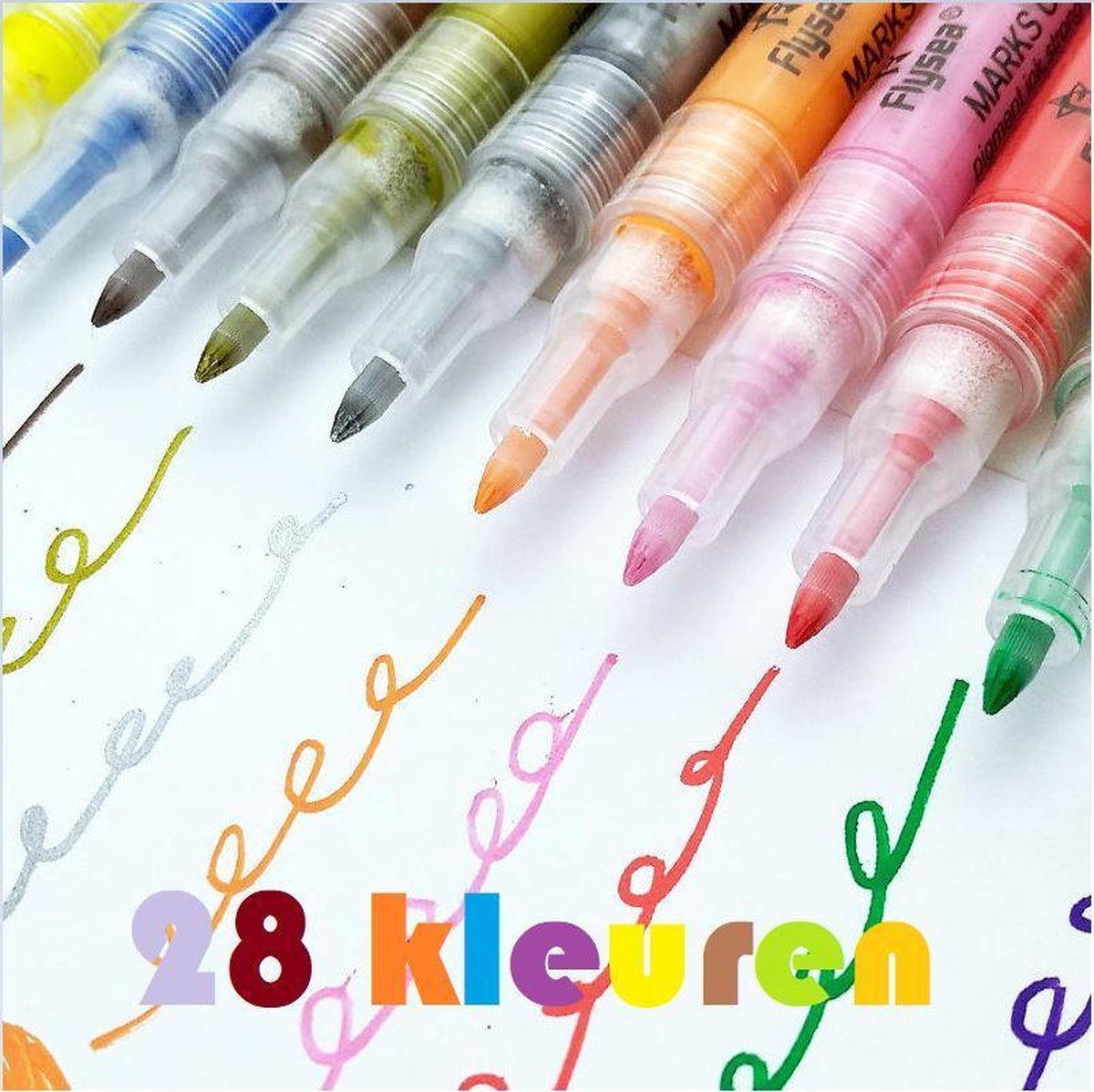 ACRYL VERFSTIFTEN SET 28 STUKS FLYSEA - Geschikt voor veel ondergronden - Verfstiften volwassenen - Acryl stiften - Acrylverf marker - Stiften - Stiften voor stenen - Acrylstiften voor stenen schilderen - Acrylverf stiften