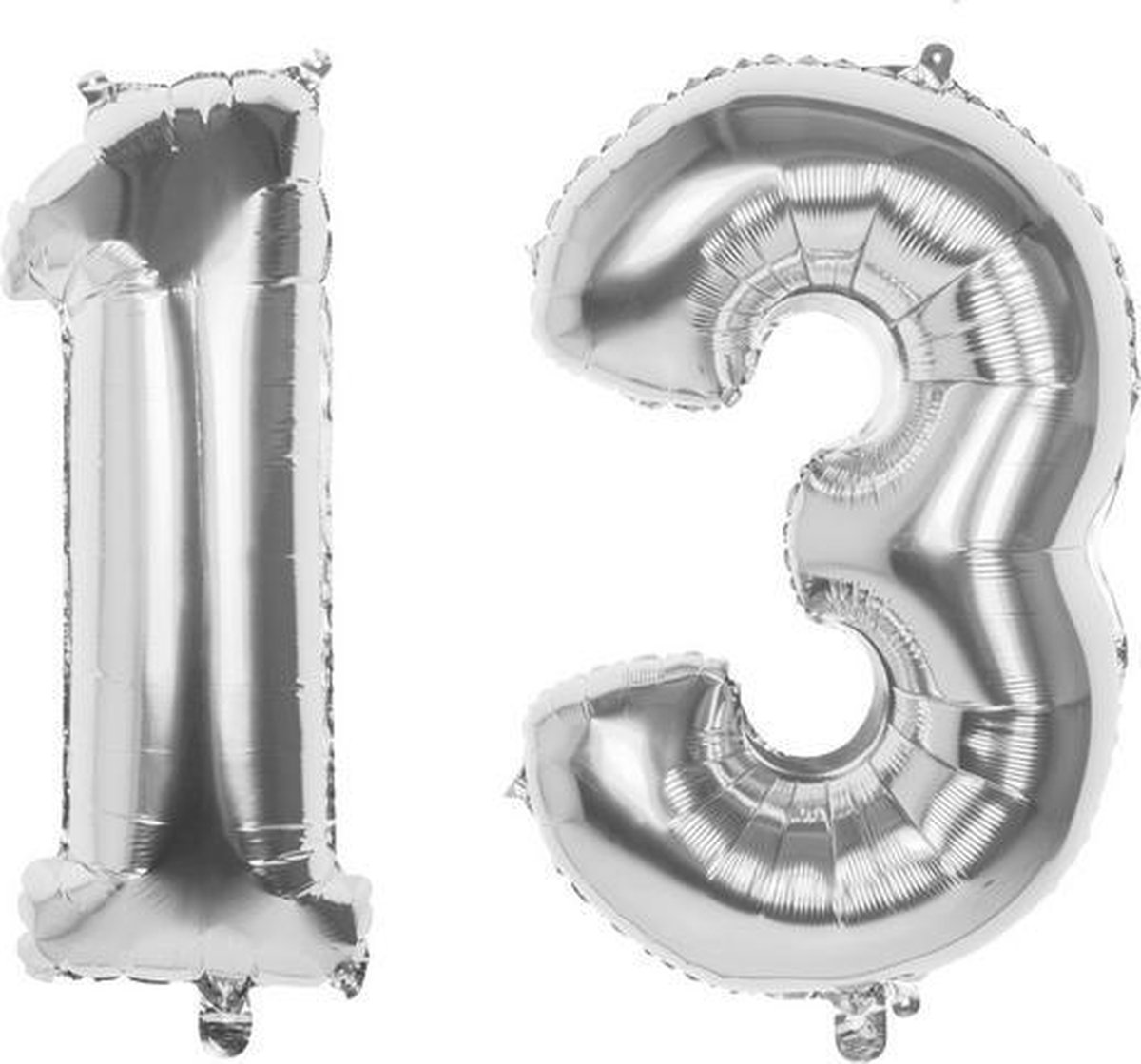 13 Jaar Folie Ballonnen Zilver- Happy Birthday - Foil Balloon - Versiering - Verjaardag - Man / Vrouw - Feest - Inclusief Opblaas Stokje & Clip - XXL - 115 cm