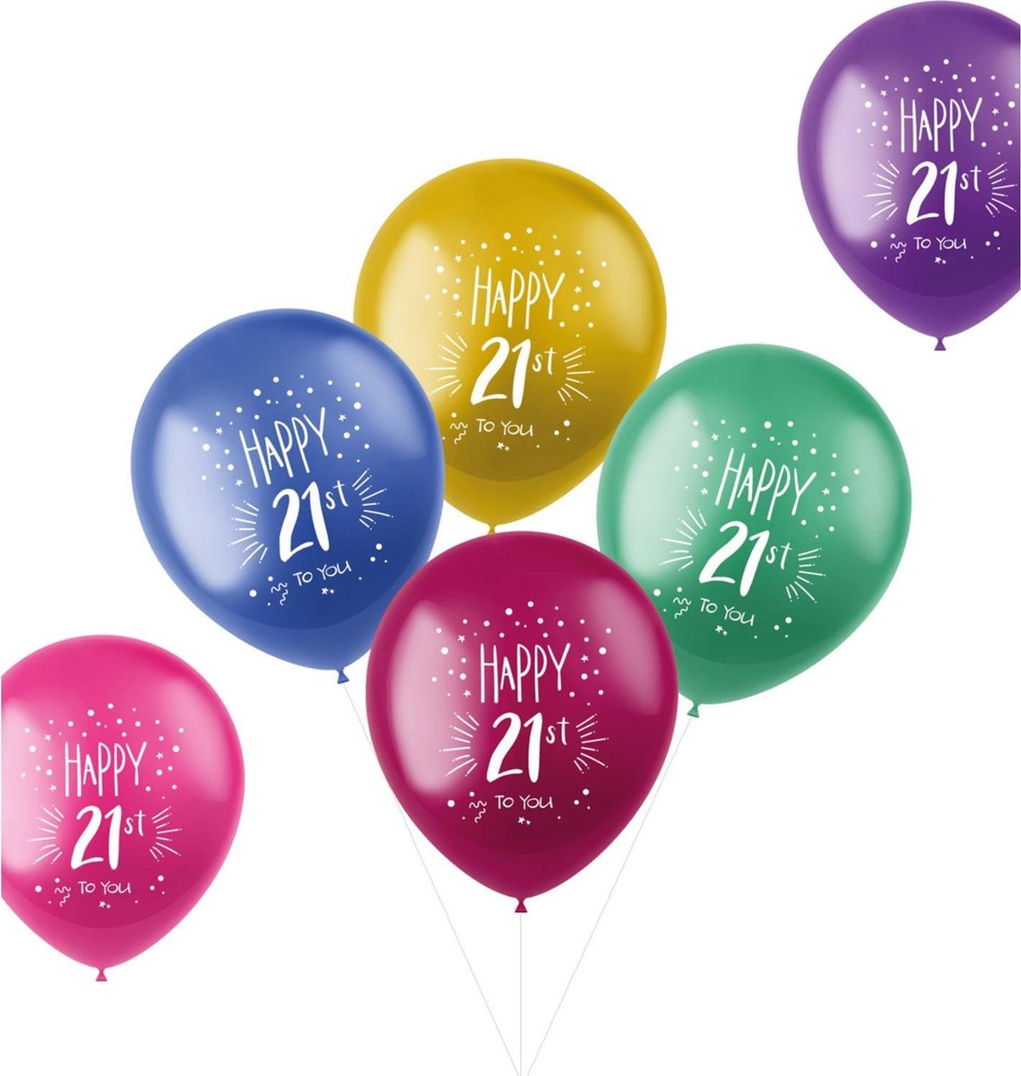 Ballonnen Shimmer 21 jaar Meerkleurig 33 cm - 6 stuks