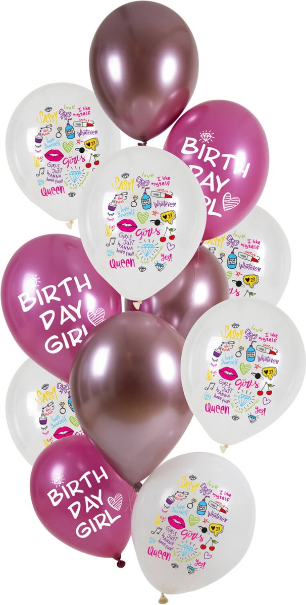 Folat - Ballonnen birthday girly (12 stuks)
