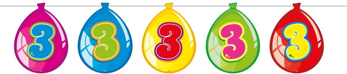 3 Jaar Birthday Ballonnen Slinger - 10 meter