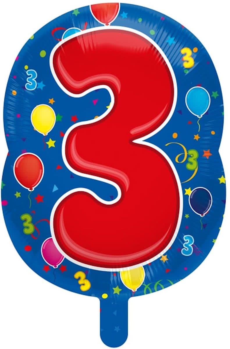 3 Jaar Folie/Helium Cijfer Ballon - 56cm