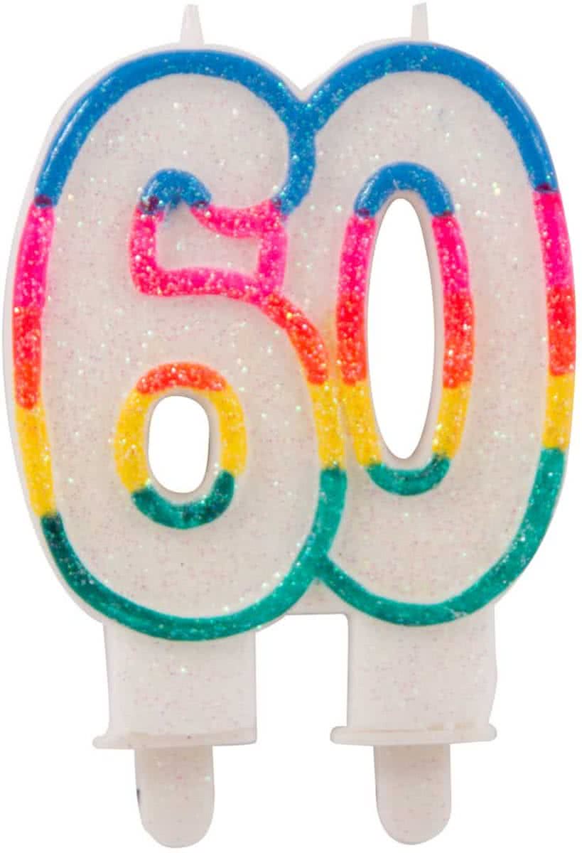 60 Jaar Glitterkaarsjes met 2 houders