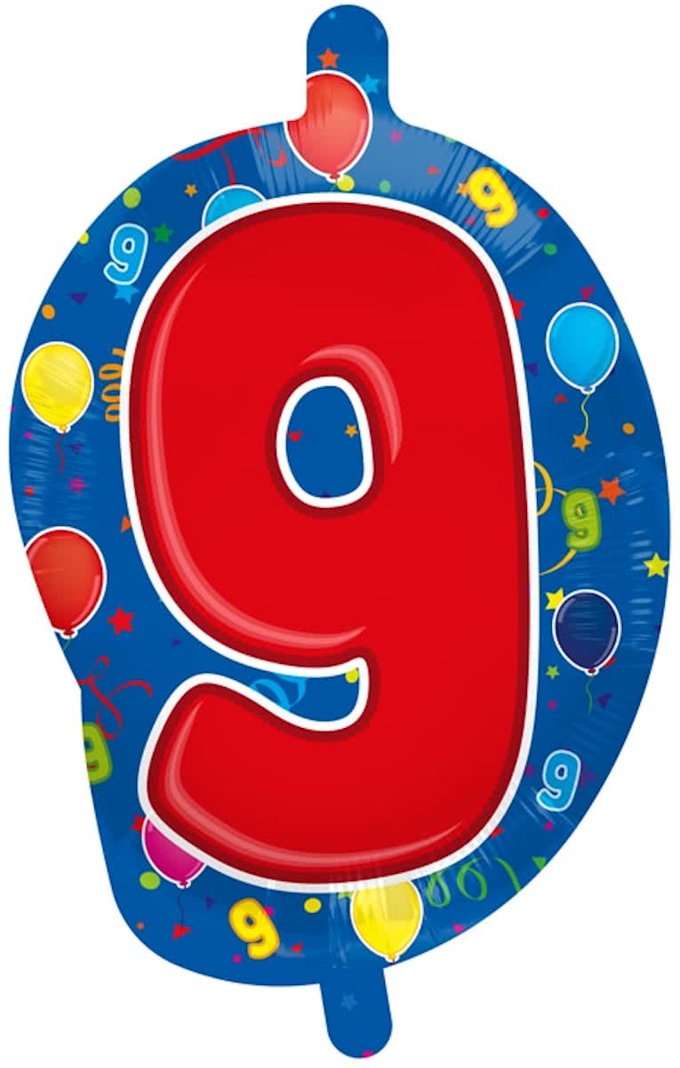 9 Jaar Folie/Helium Cijfer Ballon - 56cm