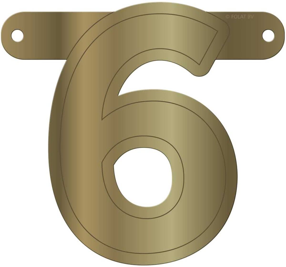 Banner letter 6 metallic goud