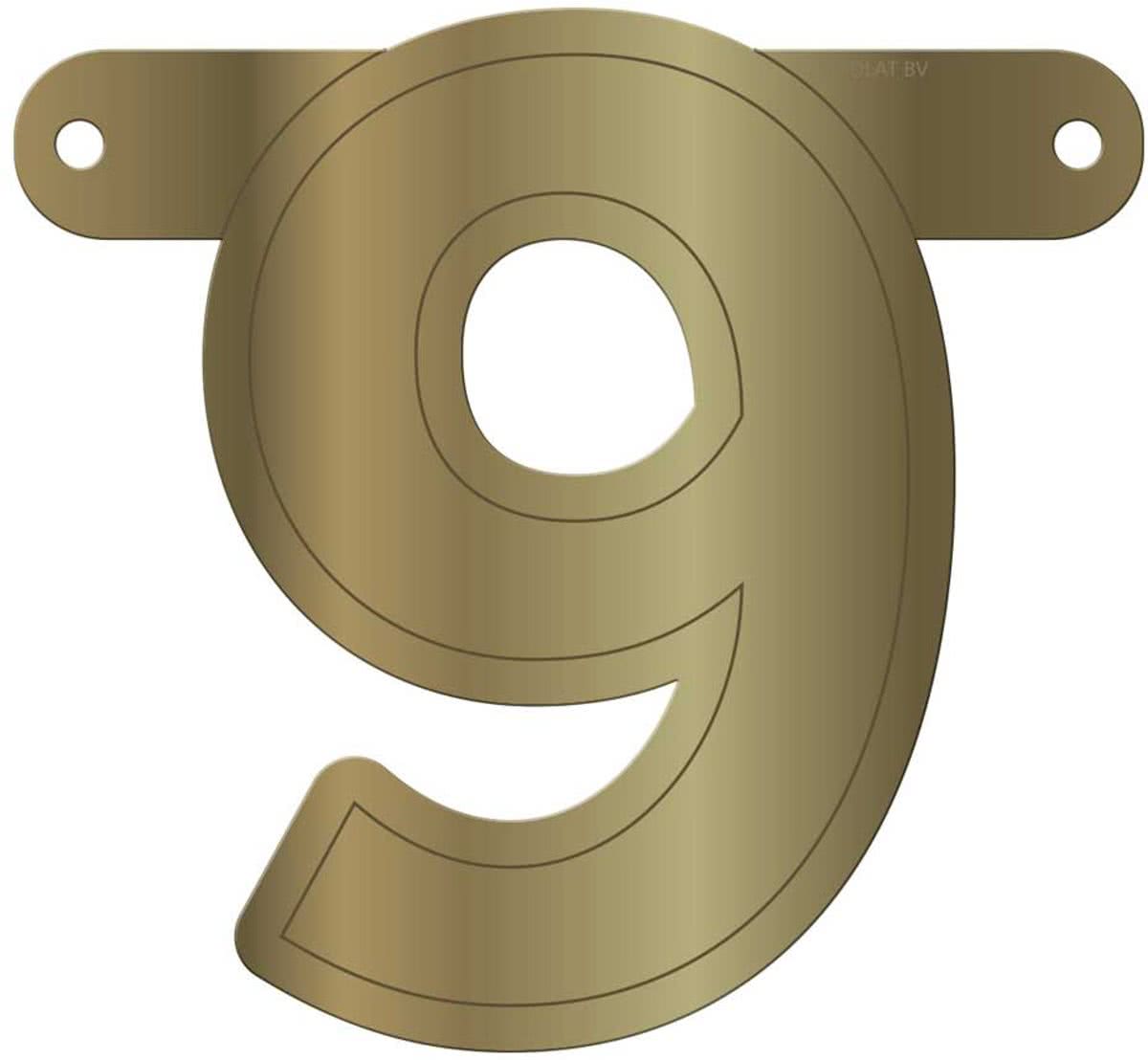 Banner letter 9 metallic goud