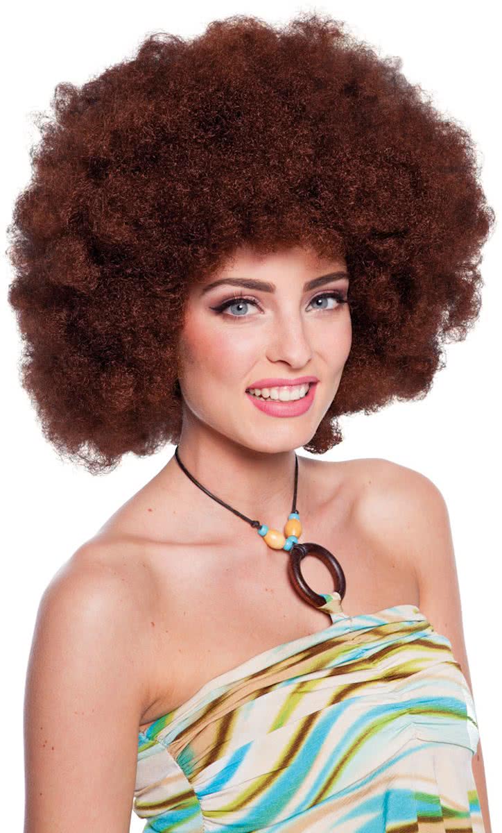 Bruine Afro Pruik XL