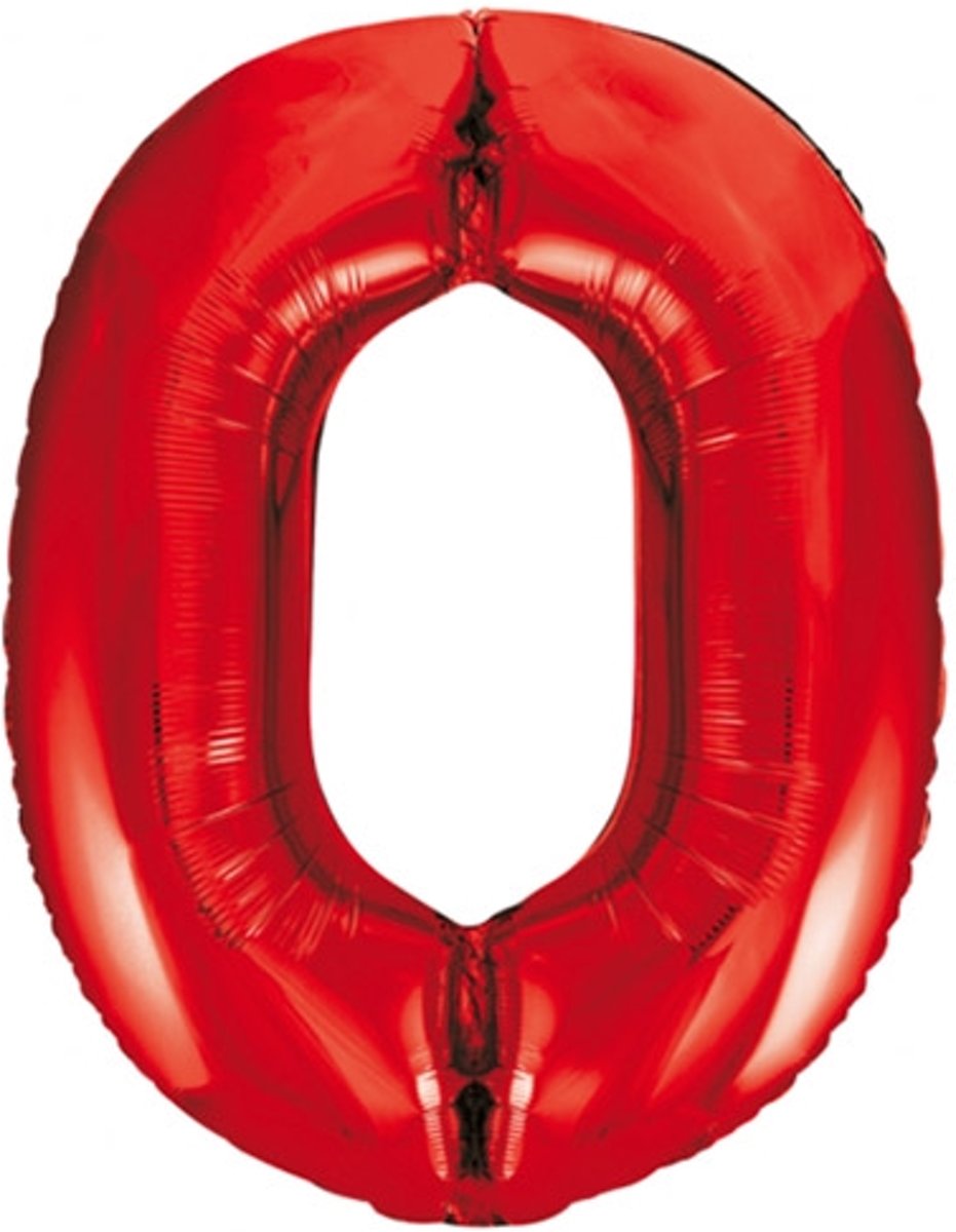 Cijfer 0 Rood Helium 86 cm