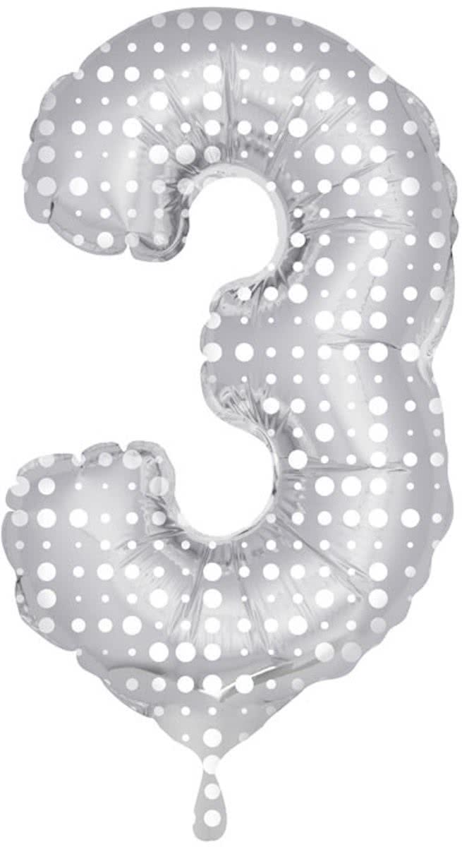 Cijfer Ballon Nummer 3 met Stippen - 86cm