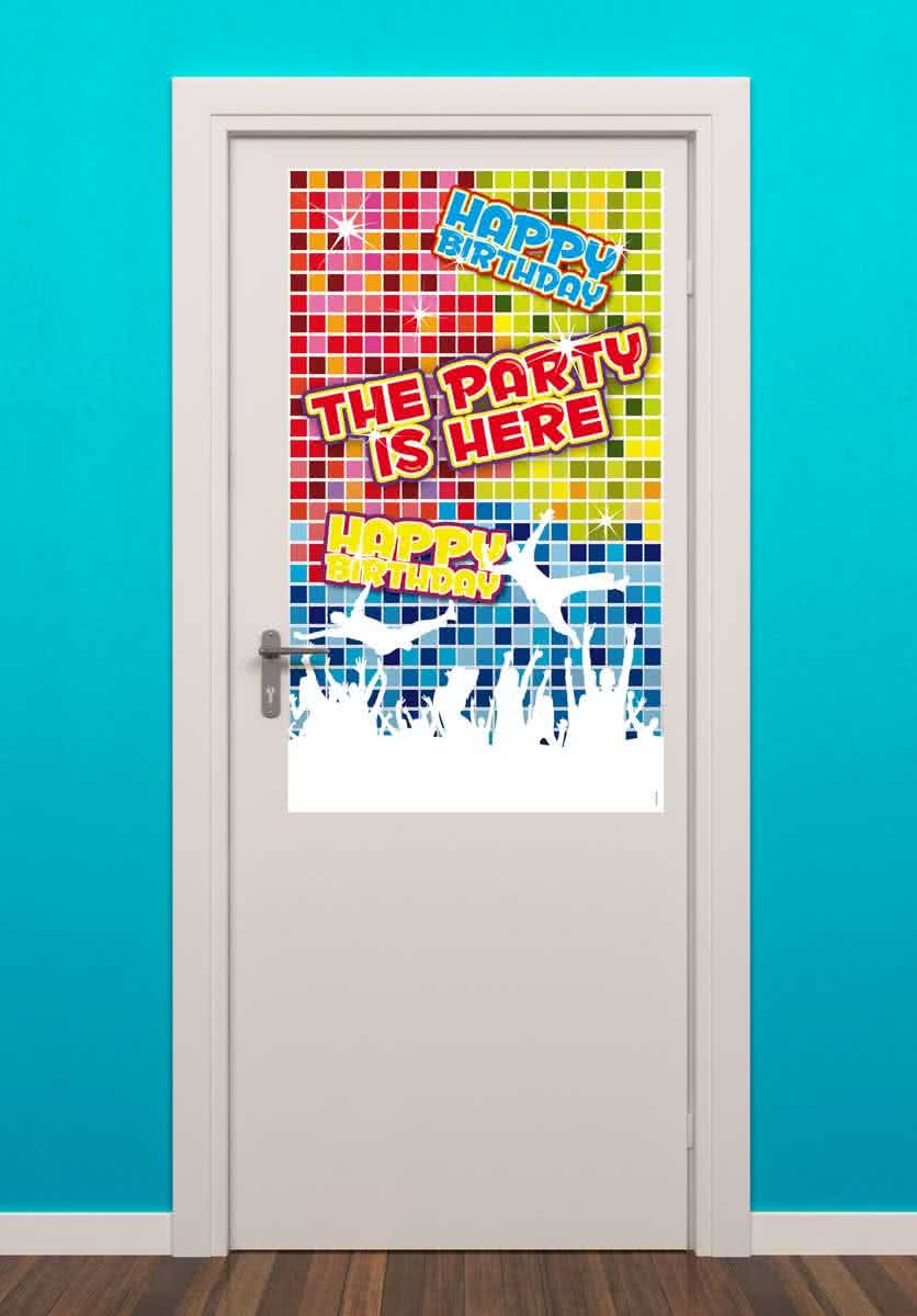 Deurposter The Party is Here! Birthday Blocks