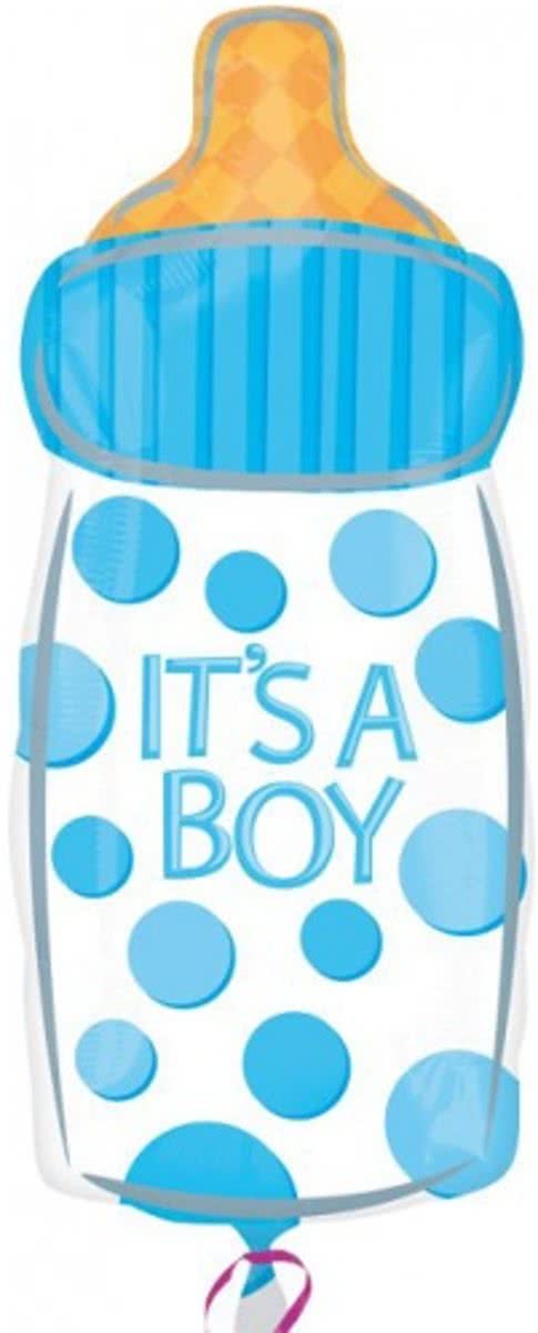 Fles met speen geboorteballon jongen
