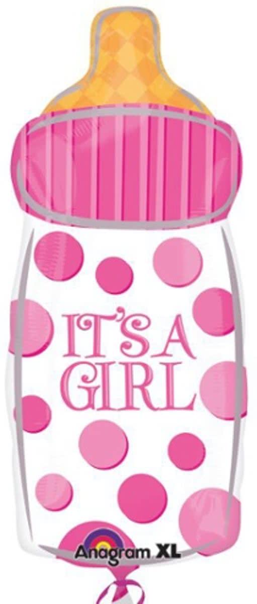 Fles met speen geboorteballon meisje