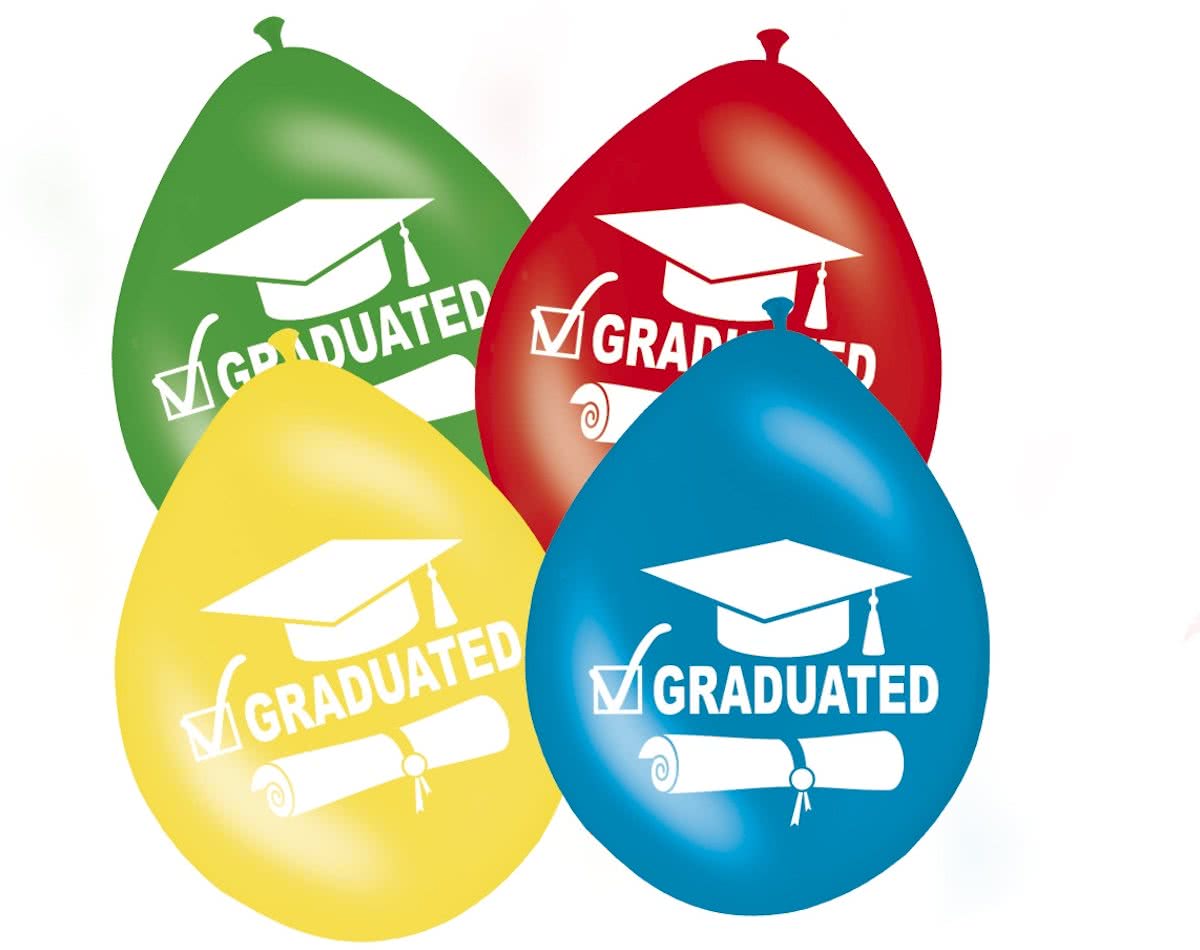 Geslaagd Ballonnen Meerkleurig 30cm - 8 stuks