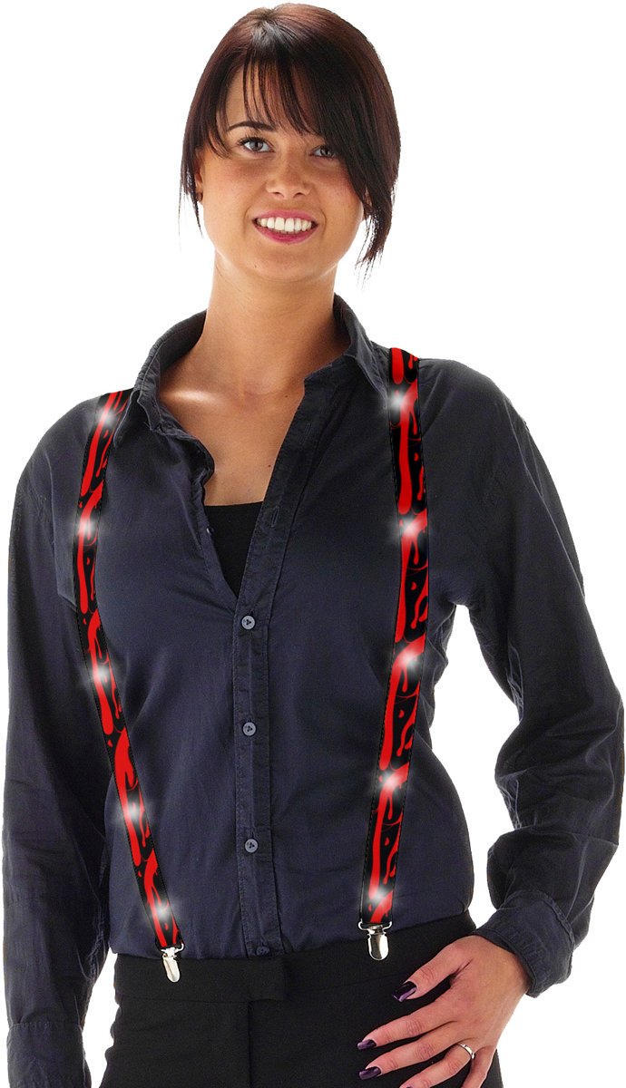 LED Suspenders Bretels - Blood - Verkleedaccessoires