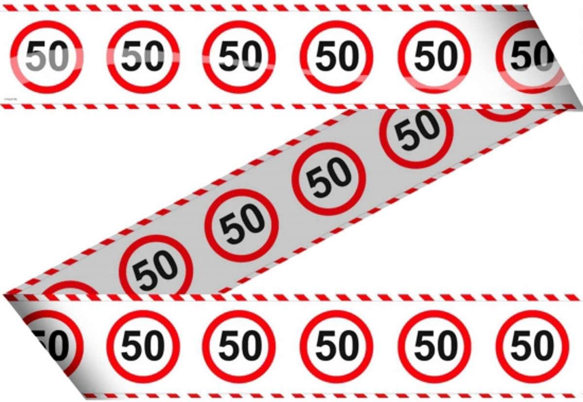 Markeerlint 50 jaar met stop bord