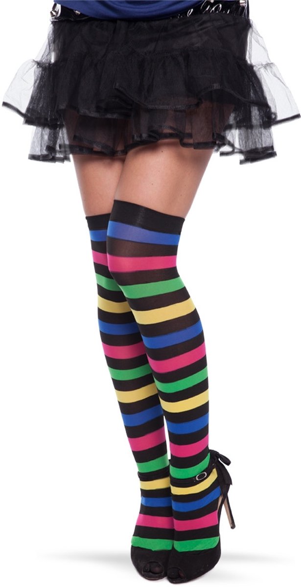 Neon Kleuren Gestreepte Kousen