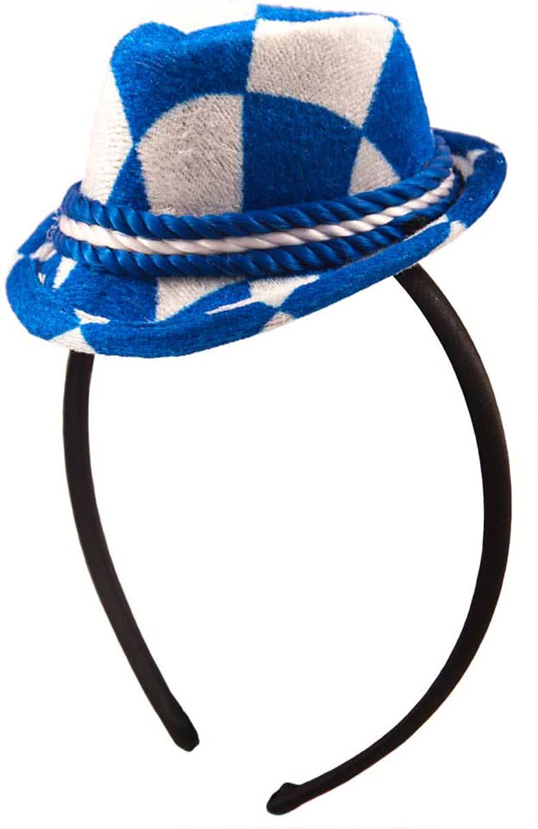 Oktoberfest Tiara Mini Trilby Hoed Blauw-Wit
