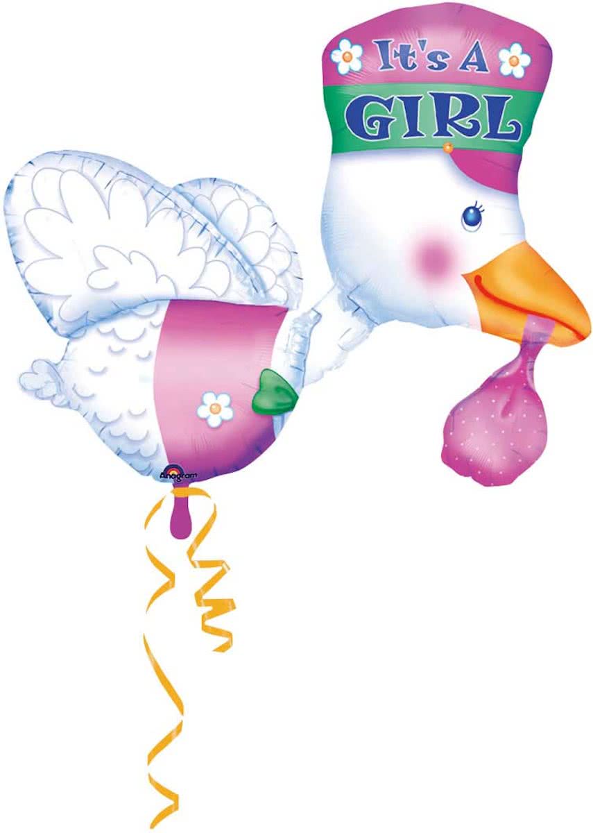 Ooievaar Meisje Geboorteballon