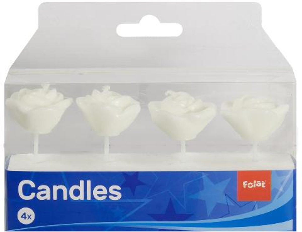 Rose Shaped Candles White /4