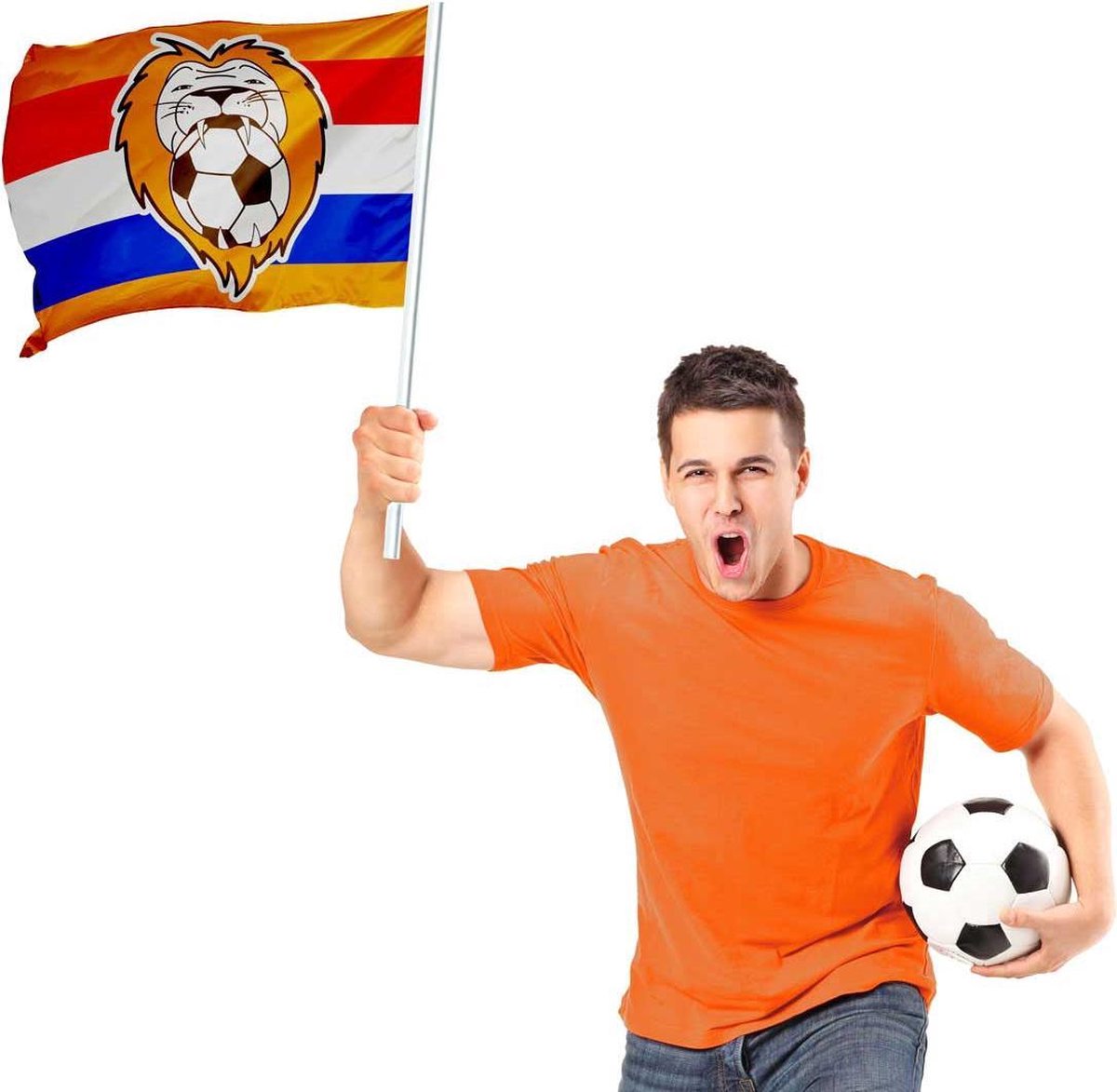 Vlag leeuw met stok 70x50cm