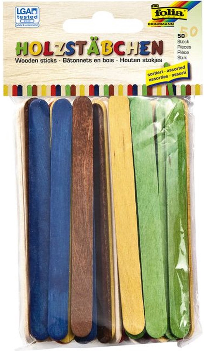 Houten stokjes Folia assorti - 10 stuks
