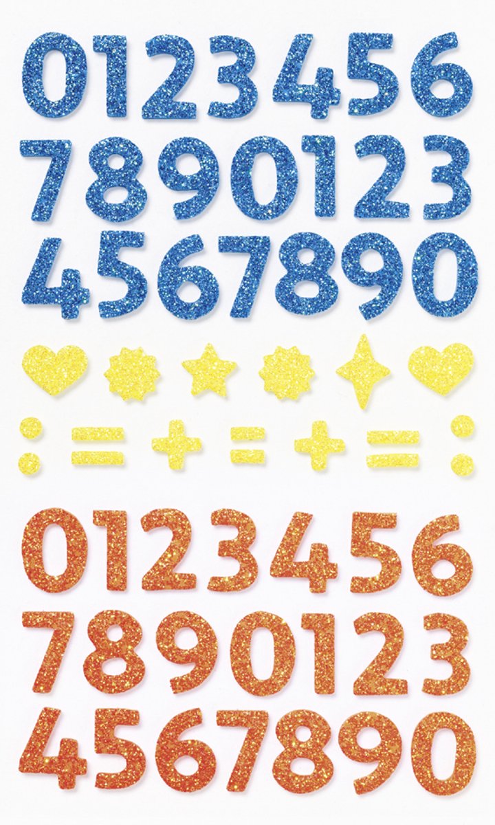   Foam Rubber Glitter Stickers CIJFERS