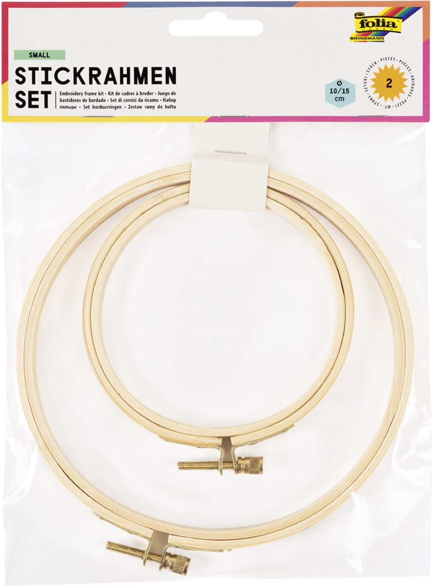 Folia houten borduurframe, set van 2 stuks, diameter 10 en 15 cm