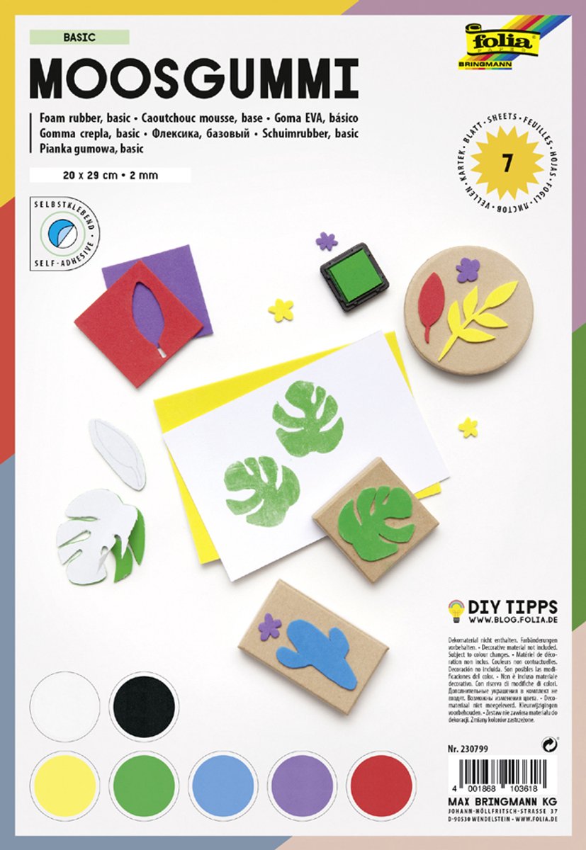 Mos rubbermat basis, zelfklevend, 7 vellen