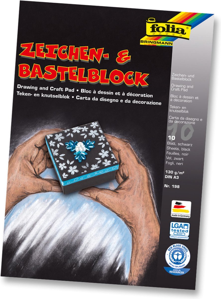 Tekenblok Folia A3 zwart 130 gram 10 vel FO-198