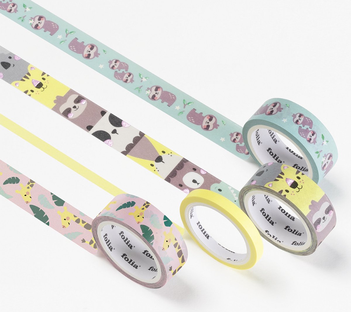 folia Decoratie plakband Washi-Tape HOTFOIL WILDLIFE, set van 4