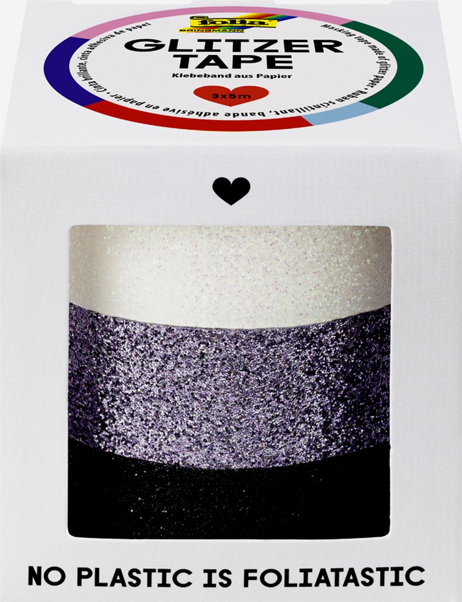 folia deco plakband Glitter-Tape, wit/grijs/zwart