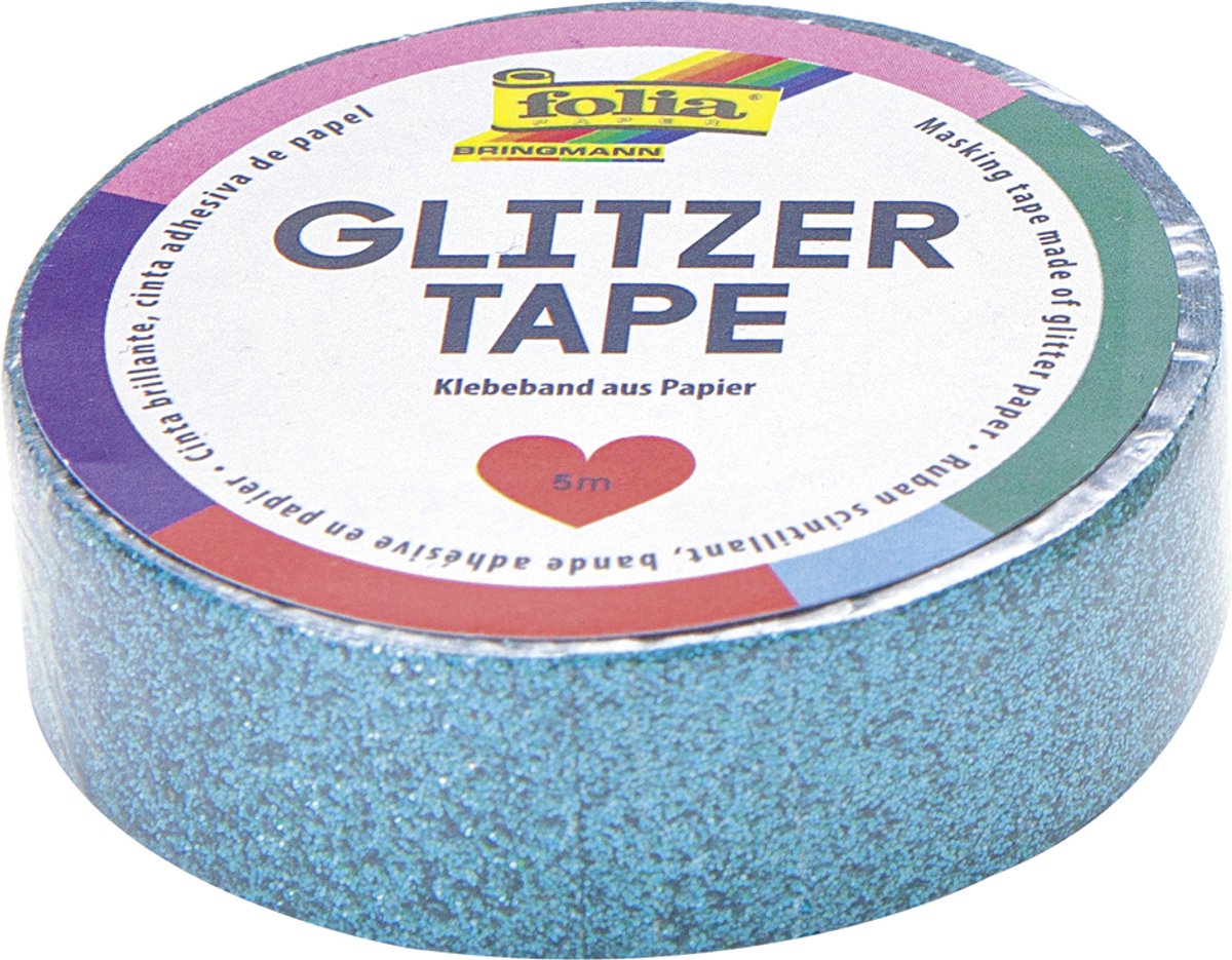 folia deco plakband glittertape, 15 mm x 5 m, turquoise